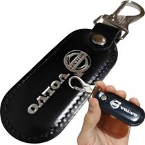 Chaveiro Couro Preto Volvo Mosquetão Argola Chave Carro Metal Chaveiro Couro Preto Volvo Mosquetão Argola Chave Carro Metal
