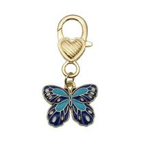 Chaveiro Creative Blue Butterfly Heart Clip revestido com esmalte