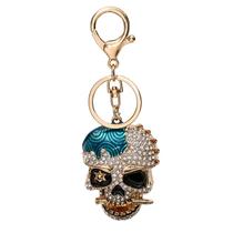 Chaveiro Creative Blue Rhinestone Skull 3D Metal Alloy Chaveiro Creative Blue Rhinestone Skull 3D Metal Alloy