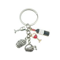 Chaveiro Creative French Wine Garrafa, copo e barril