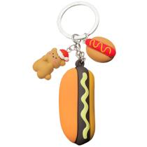 Chaveiro Creative Hot Dog Bear PVC Food K para estudantes Chaveiro Creative Hot Dog Bear PVC Food K para estudantes