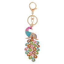 Chaveiro Creative Peacock com strass multicoloridos