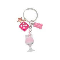 Chaveiro Creative Resin Pink Dice, Candy Bear, Copo de Bebida Chaveiro Creative Resin Pink Dice, Candy Bear, Copo de Bebida