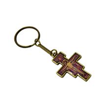 Chaveiro Cruz de São Damião resinado ouro velho AR4123 Chaveiro Cruz de São Damião resinado ouro velho AR4123