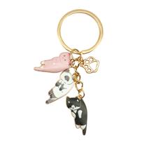 Chaveiro Cute Cat com design de desenho animado de três cores