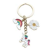 Chaveiro Cute Rainbow Unicorn Daisy Alloy Enamel 6,5 cm
