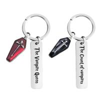 Chaveiro de aço inoxidável Coffin & Cross Charms com tema de vampiro