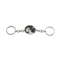 Chaveiro De Aço Inoxidável Em Formato De Coração 2 Peças Pequeno Portátil Com Pingente De Gato Yin Chaveiro De Aço Inoxidável Em Formato De Coração 2 Peças Pequeno Portátil Com Pingente De Gato Yin