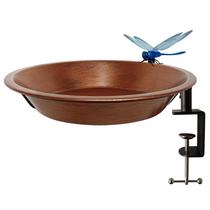 Chaveiro de banho para pássaros montado no convés, banheira de metal, cobre antigo