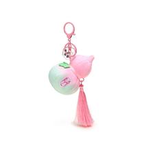 Chaveiro de cabaça de pelúcia rosa fofo para mulheres com detalhes em borla