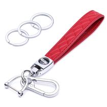 Chaveiro de carro Wisdompro em couro de microfibra vermelho com 3 chaveiros Chaveiro de carro Wisdompro em couro de microfibra vermelho com 3 chaveiros