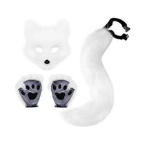 Chaveiro de Cauda de Raposa, Luvas de Patas de Gato e Máscara de Lobo Therian - Kit Criativo