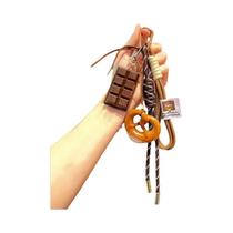 Chaveiro De Chocolate Com Laço Delicado Em Corda Trançada, Decoração De Bolsa De Poliéster