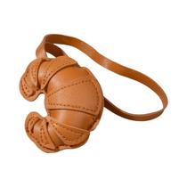 Chaveiro De Couro Artesanal Feminino Em Formato De Croissant, Pingente Fofo De Comida Para Mochila,