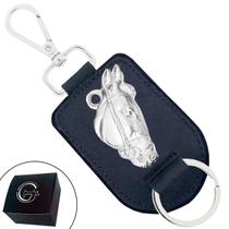 Chaveiro de Couro Cavalo Mangalarga Prata com Fecho Premium - Cores Preto ou Marrom Chaveiro de Couro Cavalo Mangalarga Prata com Fecho Premium - Cores Preto ou Marrom