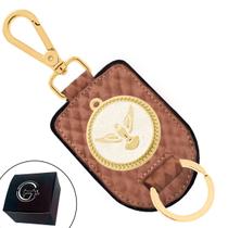 Chaveiro de Couro Espírito Santo Banhado a Ouro Fecho Premium - Cores Caramelo, Preto ou Marrom Chaveiro de Couro Espírito Santo Banhado a Ouro Fecho Premium - Cores Caramelo, Preto ou Marrom