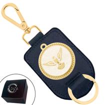 Chaveiro de Couro Espírito Santo Banhado a Ouro Fecho Premium - Cores Caramelo, Preto ou Marrom Chaveiro de Couro Espírito Santo Banhado a Ouro Fecho Premium - Cores Caramelo, Preto ou Marrom