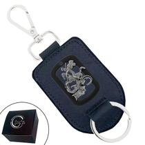 Chaveiro de Couro Preto São Jorge Grafite com Fecho Premium Chaveiro de Couro Preto São Jorge Grafite com Fecho Premium
