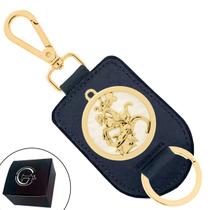 Chaveiro de Couro São Jorge Banhado a Ouro - Cores Caramelo, Preto ou Marrom Chaveiro de Couro São Jorge Banhado a Ouro - Cores Caramelo, Preto ou Marrom