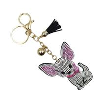 Chaveiro De Cristal Dourado Em Forma De Chihuahua Para Mulheres, Acessório De Moda Para Bolsa,