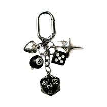 Chaveiro De Dados Poliedricos Multifacetados Em Forma De Bola De Bilhar Preta, Pequeno Presente