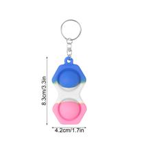 Chaveiro de descompressão de dois dedos de silicone Finger Puzzle Push Pendant Toy