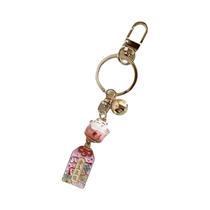 Chaveiro de Gato da Sorte com Sino - Amuleto de Cerâmica para Bolsa