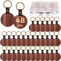 Chaveiro de madeira Blanks Ecally 36 unidades com pulseira de couro de 5 cm Chaveiro de madeira Blanks Ecally 36 unidades com pulseira de couro de 5 cm