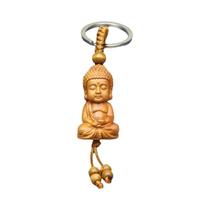 Chaveiro De Madeira Em Forma De Monge Buda, Pingente Esculpido, Presente De Joalheria