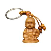 Chaveiro De Madeira Em Forma De Monge Buda, Pingente Esculpido, Presente De Joalheria