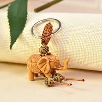 Chaveiro de madeira Indiano Boho com contas imagem de Elephante Esoterico Chaveiro de madeira Indiano Boho com contas imagem de Elephante Esoterico