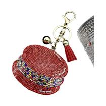 Chaveiro De Papai Noel Com Franjas Vermelhas E Cristais De Strass Para Mulheres E Homens, Pingente