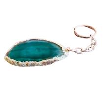 Chaveiro De Pedra Natural Energética Ágata Verde Chapa