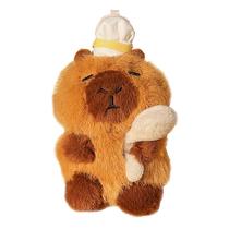 Chaveiro de pelúcia Capybara Chef com design de pão de 8 cm de poliéster Chaveiro de pelúcia Capybara Chef com design de pão de 8 cm de poliéster