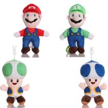 Chaveiro de Pelúcia Desenho Super Mario Bros e Luigi 15cm