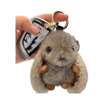 Chaveiro De Pelúcia Macio E Fofo De 15cm Com Pompom De Pelo De Coelho Para Decoração De Bolsa,