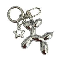 Chaveiro De Plástico Em Forma De Cão Balão Estrela Prateada Para Mulheres E Meninas, Presente De