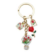Chaveiro de presente de Dia das Mães com flores, borboleta e ervilha