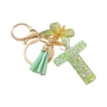 Chaveiro De Resina Colorida Com Letras Iniciais A-Z, Fecho Lagosta Borboleta Verde, Artesanato DIY,