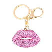 Chaveiro de strass de dupla face Pink Sparkling Lip De Chaveiro de strass de dupla face Pink Sparkling Lip De