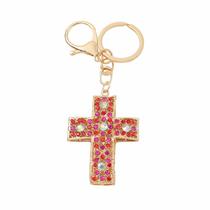 Chaveiro de strass em liga cintilante vermelha e rosa Chaveiro de strass em liga cintilante vermelha e rosa
