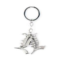 Chaveiro Death Note L com pingente de metal prateado com logotipo