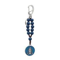 Chaveiro Dezena Nossa Senhora Aparecida Azul Níquel