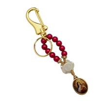 Chaveiro Dezena Santa Teresinha perola vermelha com flor ARL2792 Chaveiro Dezena Santa Teresinha perola vermelha com flor ARL2792
