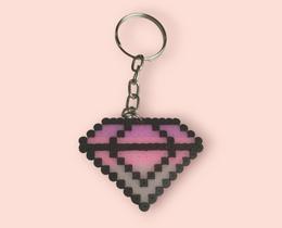 Chaveiro Diamante rosa Pixel Arte Chaveiro Diamante rosa Pixel Arte