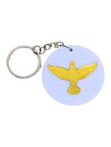 Chaveiro Divino Espírito Santo em Acrílico Branco e Dourado Exclusivo, Personalizado e com Acabamento Premium