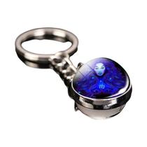 Chaveiro Do Zodíaco Com 12 Signos, Pingente De Bola De Vidro Luminosa De Dois Lados, Presente