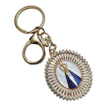 Chaveiro dourado nossa senhora aparecida mosquetão perolado