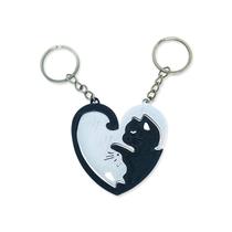 Chaveiro duplo kit com gato preto e branco yin e yang