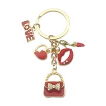 Chaveiro e chaveiro Charm Red Lips Love para mulheres e meninas Chaveiro e chaveiro Charm Red Lips Love para mulheres e meninas